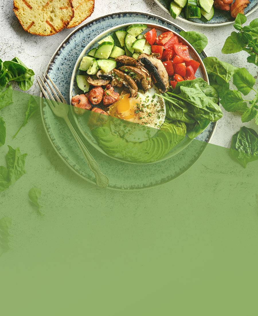 eat healthy banner displaying a dish with healthy ingredients