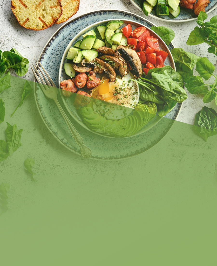 eat healthy banner displaying a dish with healthy ingredients 