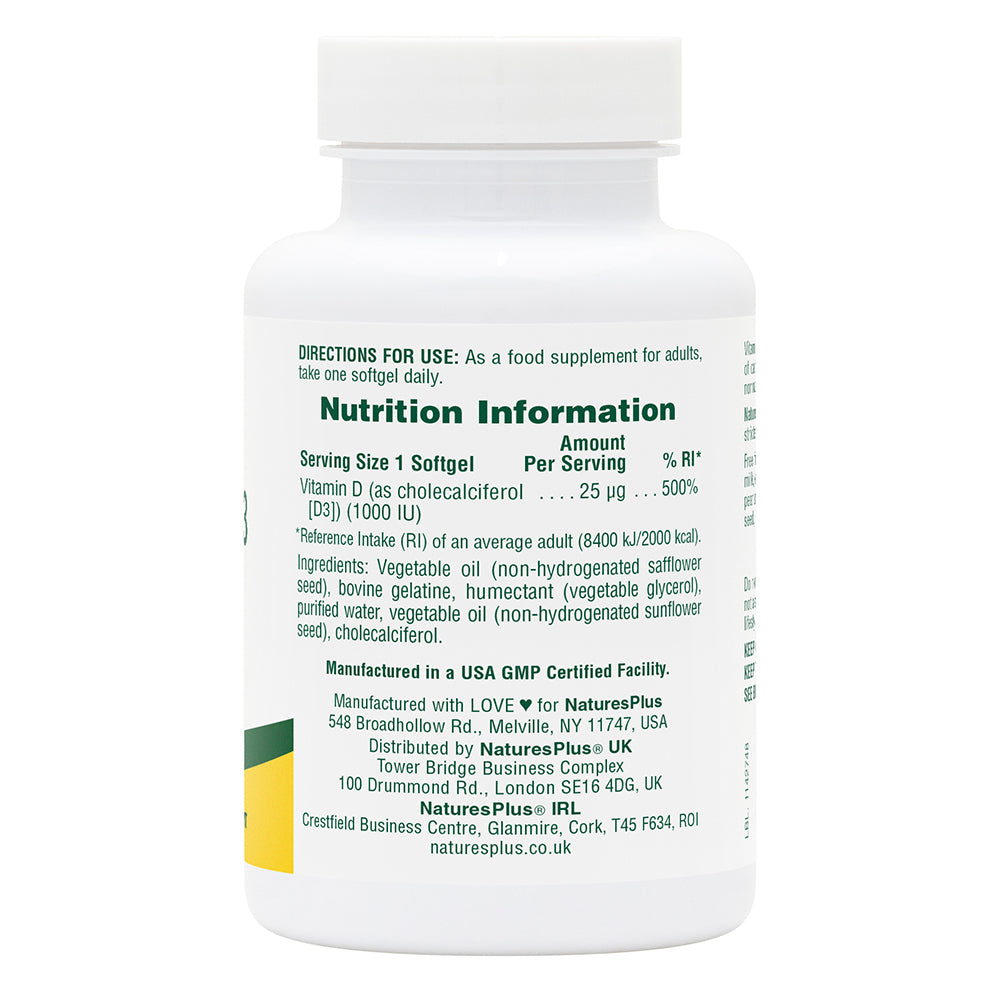product image of Vitamin D3 1000 IU Softgels containing Vitamin D3 1000 IU Softgels