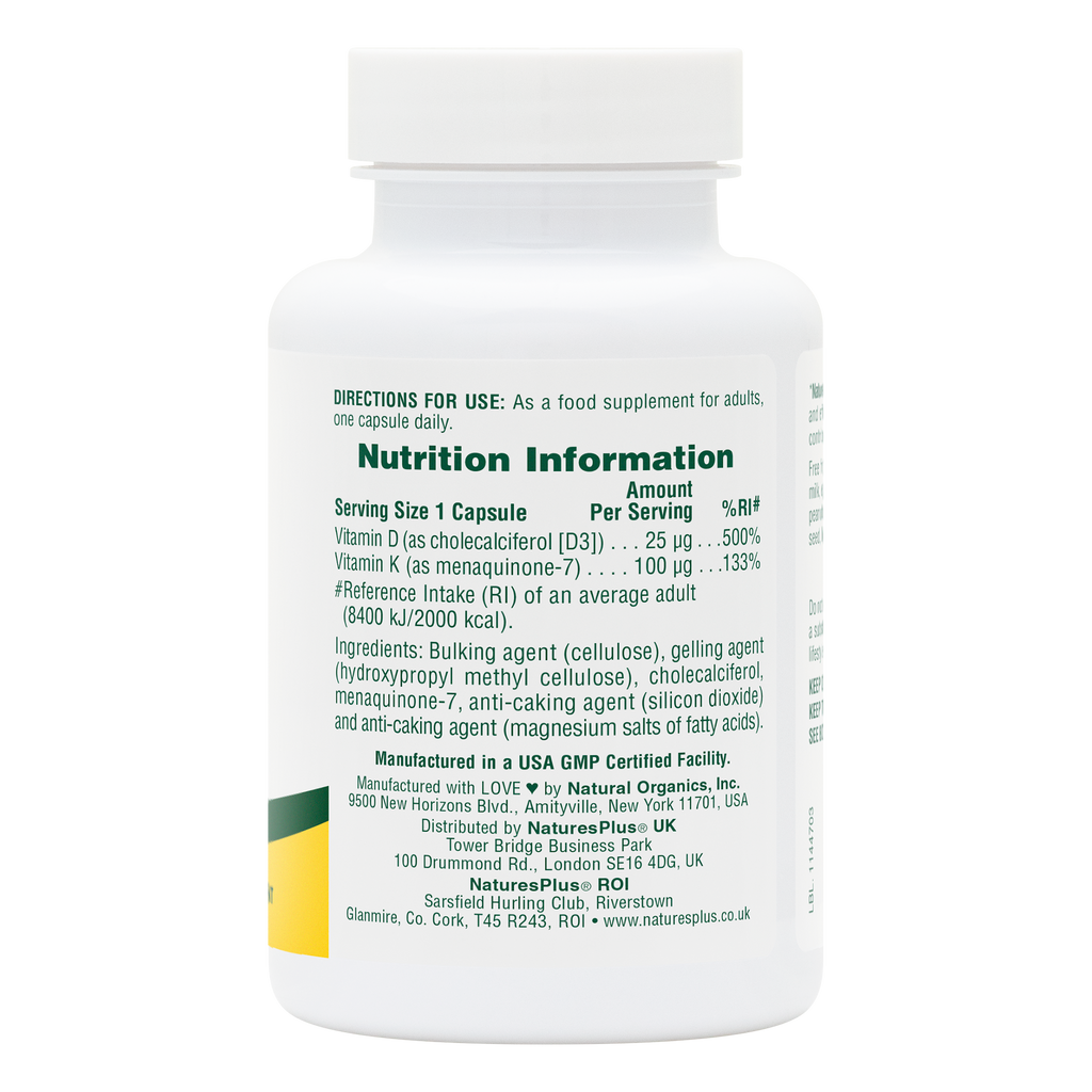 Vitamin D3 1000 IU/Vitamin K2 100 mcg Capsules