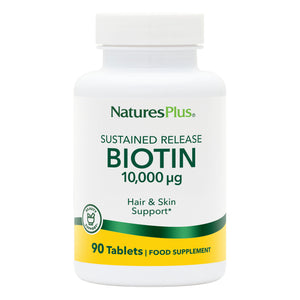 Frontal product image of Biotin 10,000 MCG Tablets containing Biotin 10,000 MCG Tablets