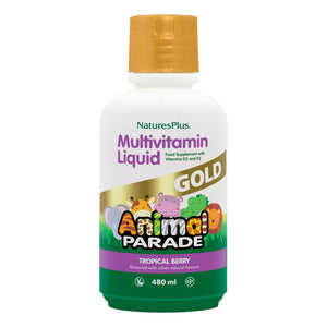 Frontal product image of Animal Parade® GOLD Multivitamin Children’s Liquid containing 480 ML