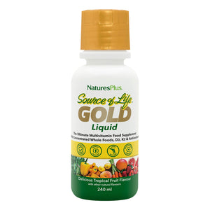 Frontal product image of Source of Life® GOLD Multivitamin Liquid containing 240 ml