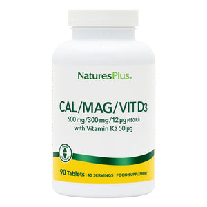 Frontal product image of Calcium/Magnesium/Vitamin D3 with Vitamin K2 Tablets containing 90 Count