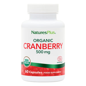 Frontal product image of Organic Cranberry 500 mg Capsules containing Organic Cranberry 500 mg Capsules