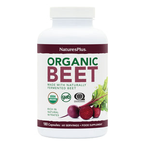 Frontal product image of Organic Beet Capsules containing Organic Beet Capsules