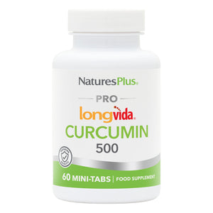 Frontal product image of NaturesPlus PRO Curcumin Longvida® 500 MG Mini-Tabs containing NaturesPlus PRO Curcumin Longvida® 500 MG Mini-Tabs