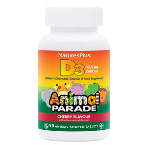 Frontal product image of Animal Parade® Vitamin D3 500 IU Children's Chewables containing Animal Parade® Vitamin D3 500 IU Children's Chewables