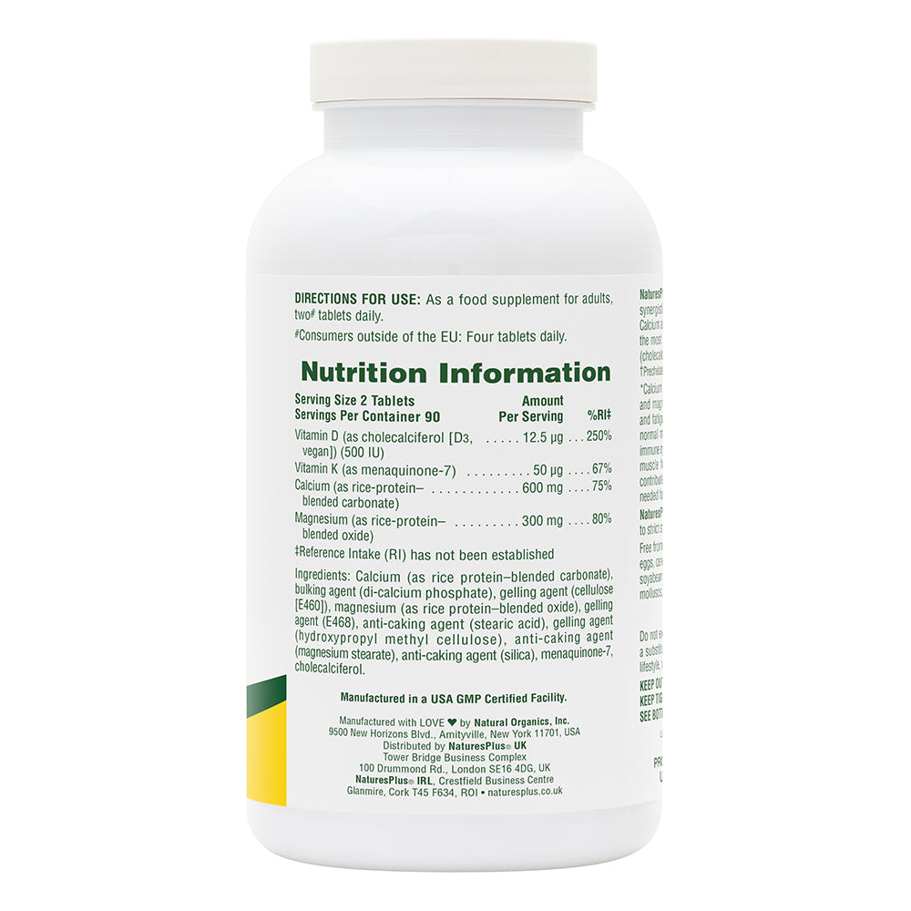 product image of Calcium/Magnesium/Vitamin D3 with Vitamin K2 Tablets containing 180 Count